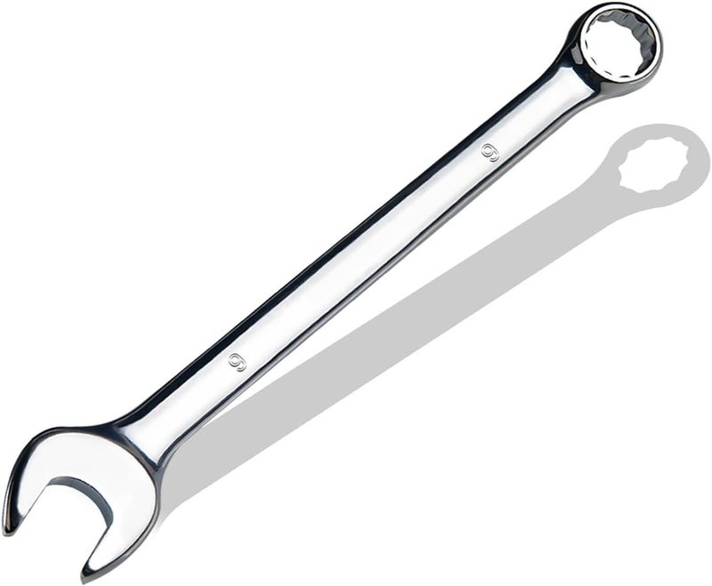 pgroup 9mm Metric Combination Wrench, CR-V Steel with Mirror Polish, 12-Point Design, 15-Degree Offset, Perfect for Auto Repair, Household, Car & Truck Emergency - Image 1